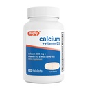 Rugby Calcium 600 mg tablety s vitamínom D3 200IU (5 μg) - bezlepkový denný vitamín D doplnok pre zdravie kostí a vstrebávanie vápnika, 60 počet (1 balenie)