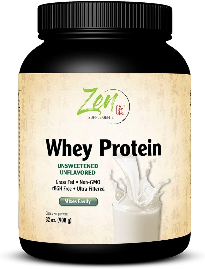 Zen Doplnky - Organická tráva Feed Wheey Protein 19g Per Serving Keto Friendly - Neochutené 32 Oz-Powder