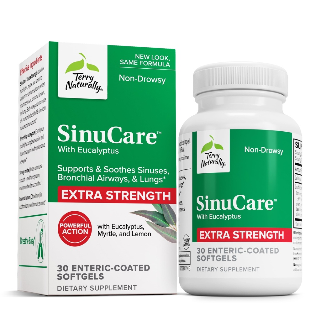 Terry Prirodzene SinuCare Extra sila - Dietary Supplement with Eucalyptus & Myrtle - Immune & Lung Health Support - Supplement Formule to Aid Sinus Health - 30 Servings