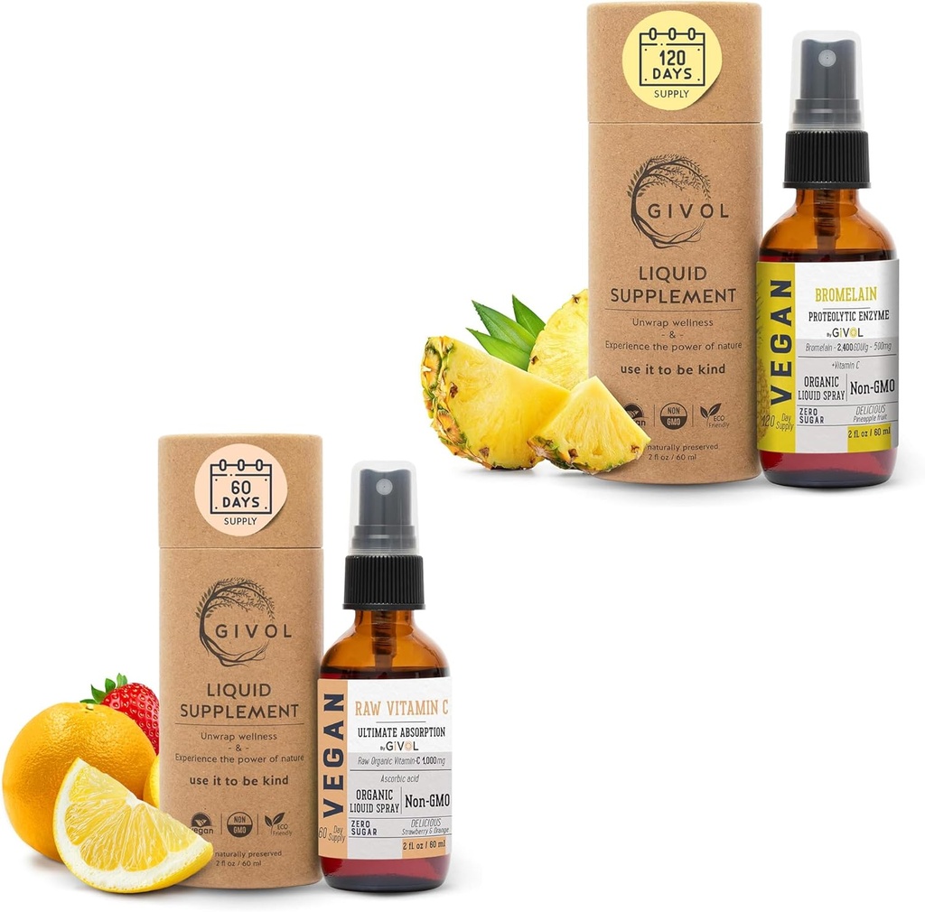 Raw Bromelain Mist-Liquid Ananás Extract - Potency Enhanced 500mg and Vitamín C Extra Strength Spray Mist: Daily Absorbtion Liquid Essential Protein Support, Optimalizes Wellness Benefits