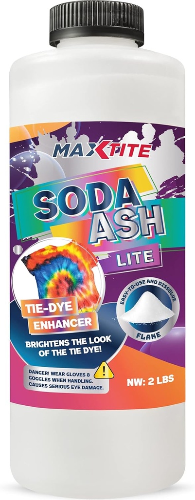 MAXTITE Soda Ash Lite (2 lbs) - 100% čistý uhličitan sodný - umývanie Soda, Tie Die, pH zvýšenie, a viac - HDPE kontajner w/Reselable Child Resistant Cap