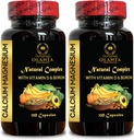 Vápnik Magnézium Complex - Vápnik Supplement, Mangán Citrát, Minerály na podporu kostí, Hladiny fosforu, Imunita podpora, Svalové zdravé doplnok s vitamínom D - 2 fľaše 240 Kapsule