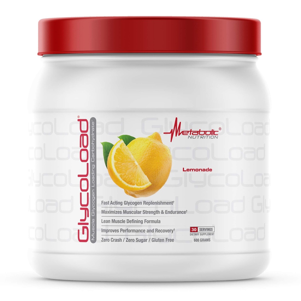 Metabolic Nutrition, Glycoload, 100% Micronized Cyclic Cluster Dextrin Carbohydrát Powder, Muscle Glycogen Loading Carbohydrát, Pre Intra post Cleating Supplement, Lemonade, 600 gm (30 ser)