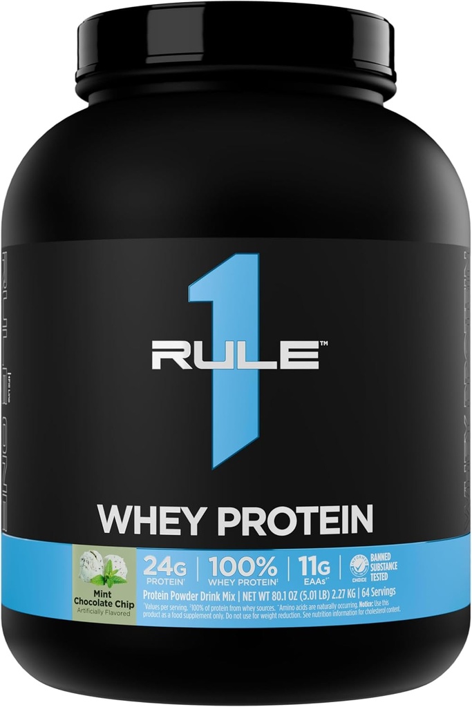 Pravidlo 1 Srvátkový proteín 24g Fast-Acting Protein from All-Whey Sources with Prirodzene Occuring EAAs & BCAAs for Workout Recovery or Anytime Use (5 libra*, Mint Chocolate Chip)