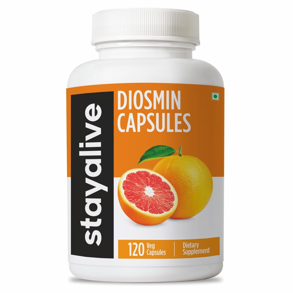 STAY ALIVE Pure Diosmin Complex 1000mg Formula, 120 Kapsule, Citrus Bioflavonoidy Bohatý ovocný extrakt, 2 mesiace dodávky, 100% Vegetarián, non-GMO & Gluten Free Diosmin Supplement