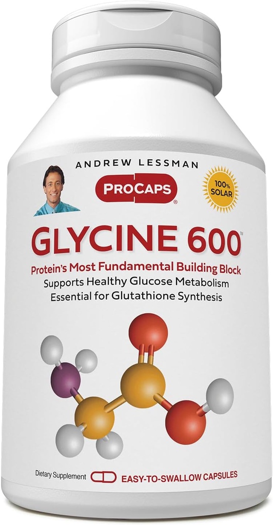 ANDREW LESSMAN Glycín 600mg - 180 Kapsule - Pure, Simple, Amino Acid. Kritická štrukturálna úloha v kolagénových tkanivách. Žiadne prídavné látky