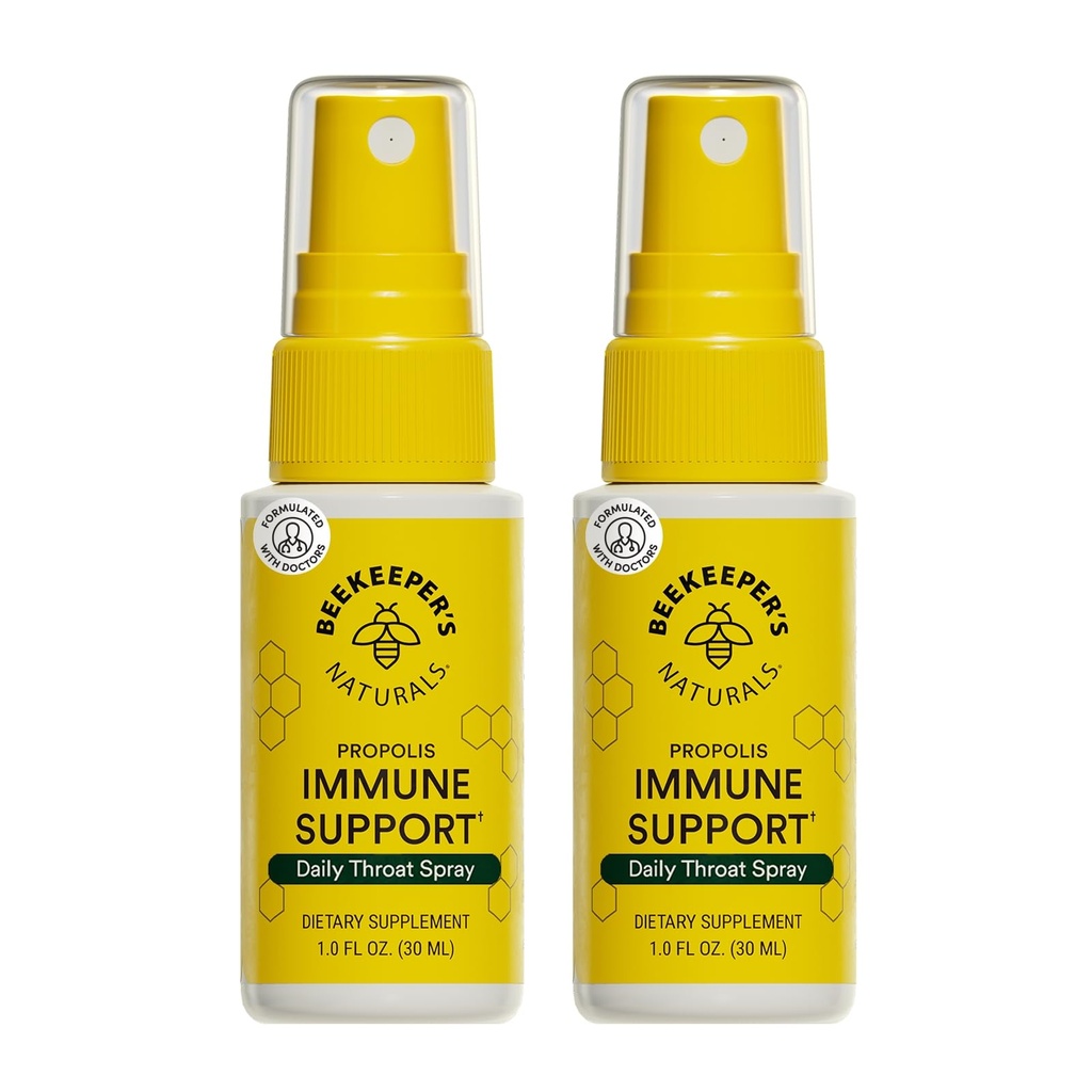 Včelárske prírodné Propolis Troat Spray, Prírodná imúnna podpora & Sore Throat Relief - Antioxidanty, Keto, Paleo, Gluten-free, 1,0 oz (Pack of 2)