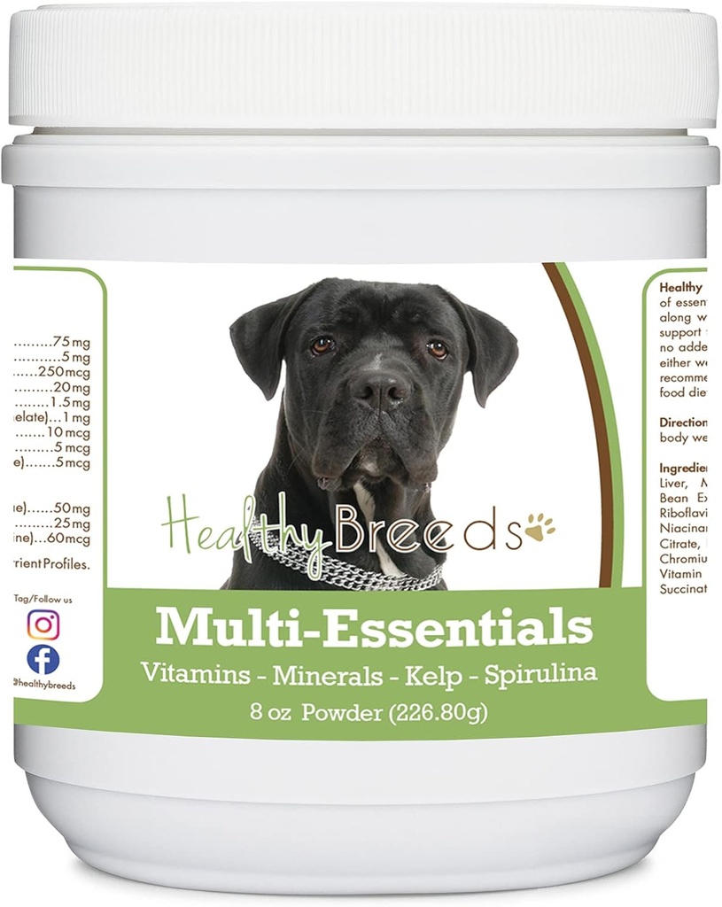 Zdravé plemeno Trstina Corso Multi-Essentials Powder pre psy - Ideálny doplnok vitamínov, minerálov a antioxidantov pre vášho psa - 8 oz