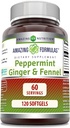 Amazing Formules- Peppermint, zázvor a fenikel diétne doplnok - 363 Milligrams - 120 Softgels (non-GMO,Gluten Free) -