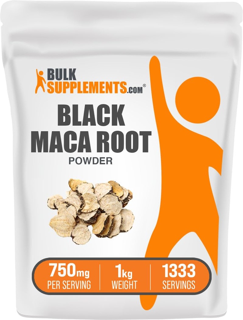 BulkSupplementments.com Black Maca Powder - Black Maca Root Supplement, Bylinné doplnky pre mužov a ženy - Vegan, bez lepku, 750 mg na obsluhu, 1kg (2,2 lbs) (Pack of 1)