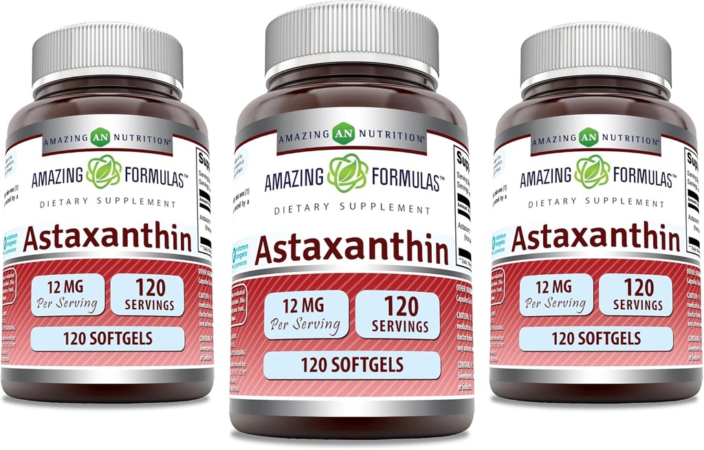Úžasné vzorce Astaxantín 12mg Softgels Supplement 