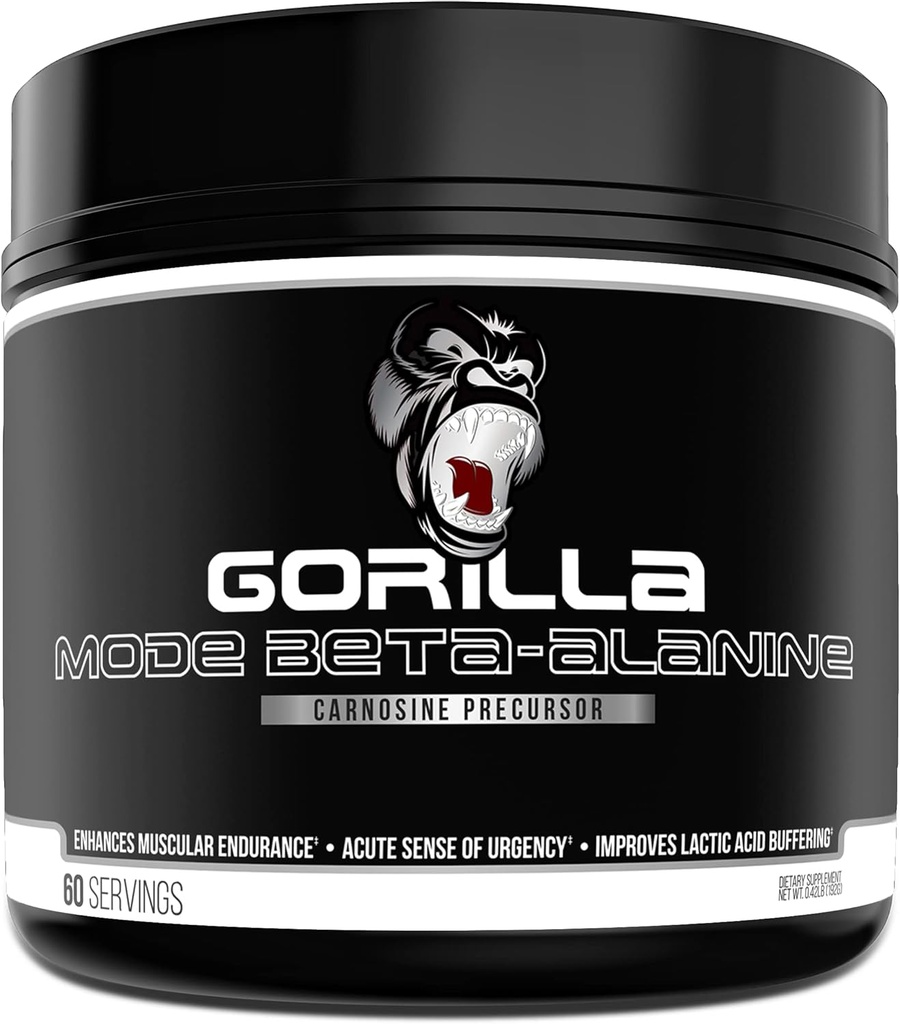 Gorilla Mind Beta-Alanine Carnosine Precursor, Enhanced Muscular Endurance, 3,2 grams per Servings