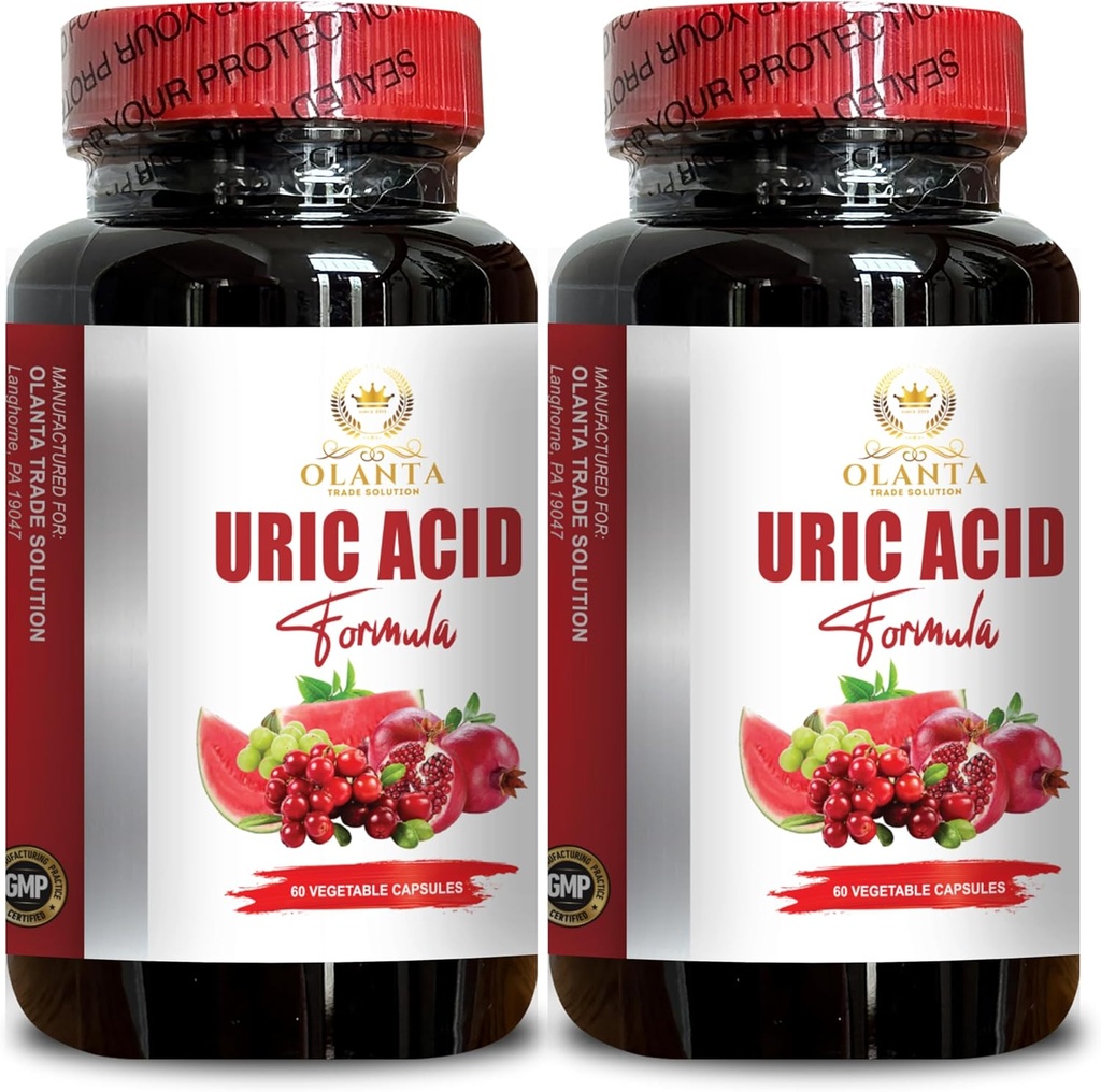 Generic Natural URIC Acid Formula - Retention Relief, Water Away Kapsule, Diuretiká pre Water Retention, Acid Solution, Milk Thitle - 2 fľaše