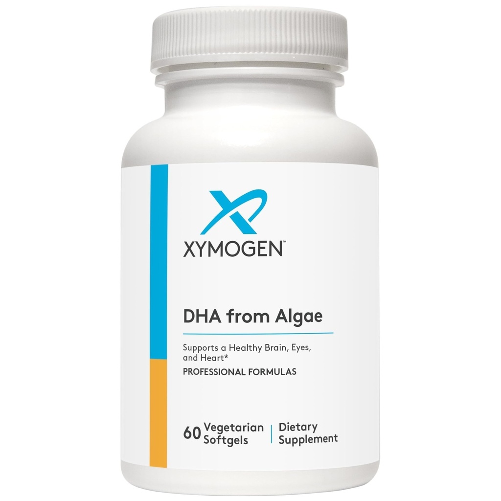 XYMOGEN DHA z Algae - DHA Omega-3 doplnok - podporuje mozog, oči, srdce + Imunitné zdravie (60 mäkkých)