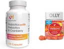 vH základné probiotiká s prebiotikami a brusnica Feminine zdravotné kapsule Bundle s OLLY Probiotic + Prebiotické Gummy Digestive and Gut Health Chewable Supplement