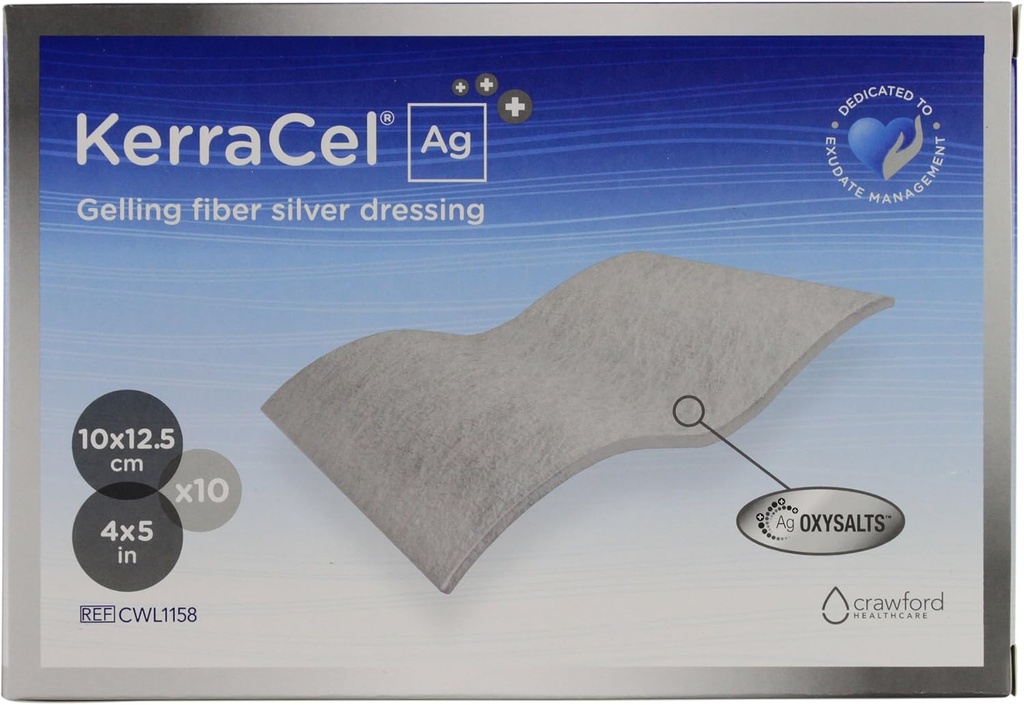 Ag 4" x 5" Gelling Fiber Silver Would Dressing (CWL1158) - Absorby a izoláty hojdačka a zabíja baktérie, Micro-Contours to Wound Posted, udržuje zdravé hladiny vlhkosti (Box 10)