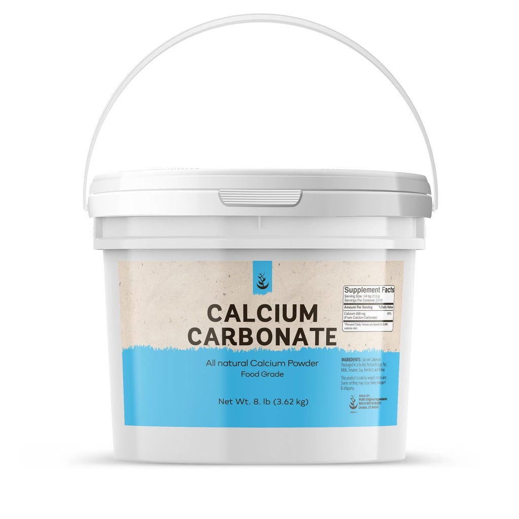 Pure Original Ingredients Calcium Carbonate Powder (1 Gallon) Dietary Supplement, Food Conservative, opakovane použiteľné plastové Bucket