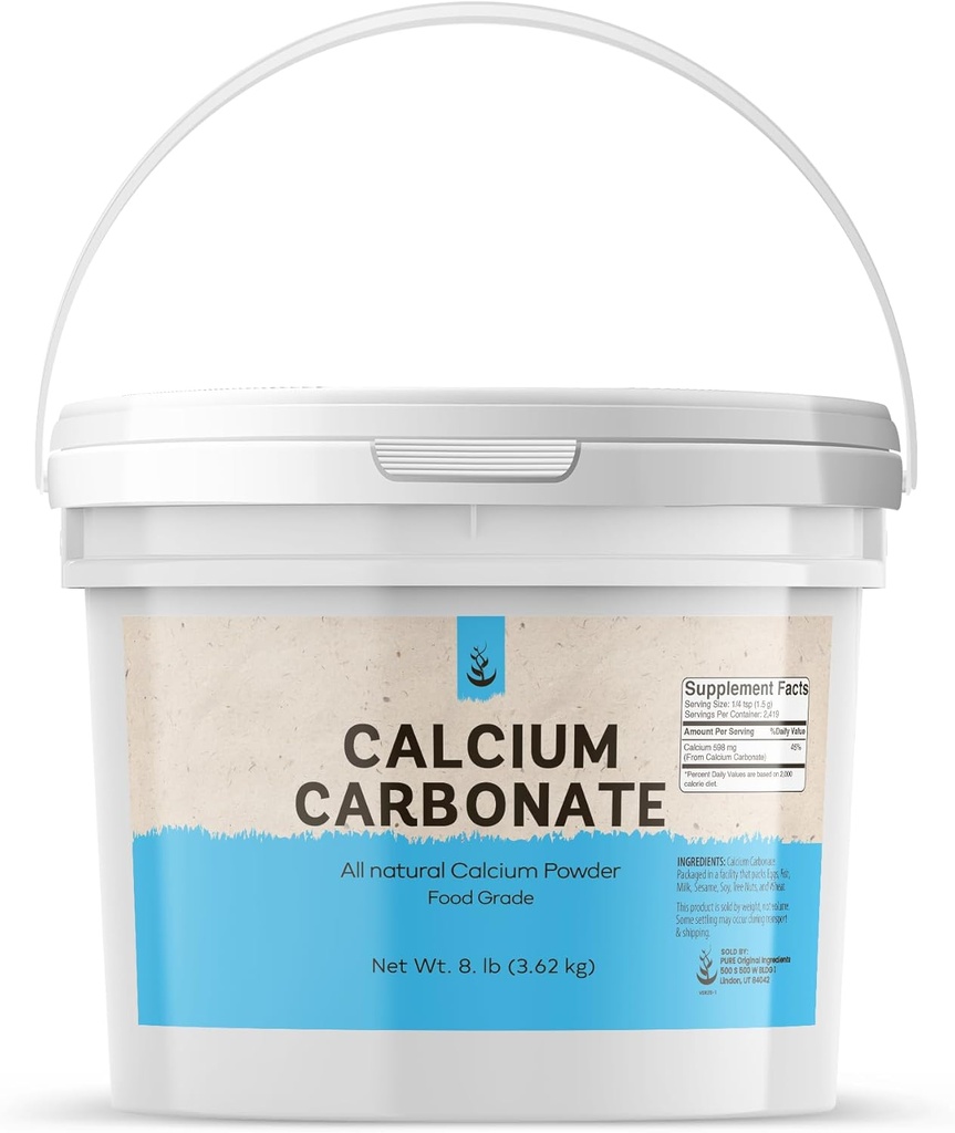 Pure Original Ingredients Calcium Carbonate Powder (1 Gallon) Dietary Supplement, Food Conservative, opakovane použiteľné plastové Bucket