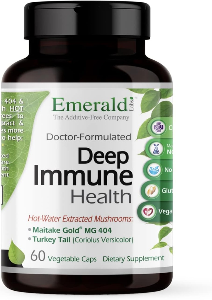 EMERALD LABS Deep Immune Health - Immune Suplement with Maitake Gold Huby, Meriva Turmeric & Astragalus Extract - 60 Rastlinné kapsuly (30-Deň dodávky)