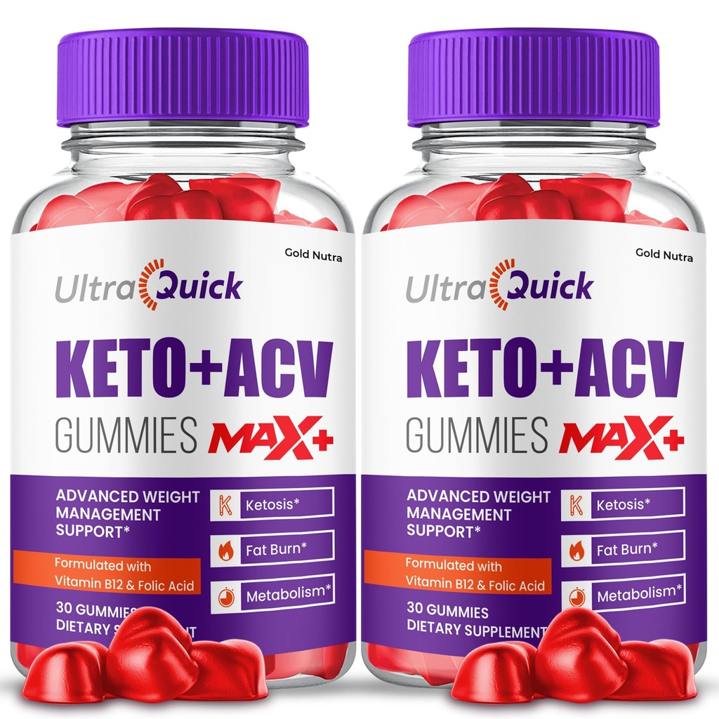 (2 balenia) UltraQuick Max+ ACV Gummy, Vyššia potencie, Oficiálne Ultra Quick Max+ Gumies, 2X Silnejší jablkový Cider Gummy, 2 mesiace dodávky