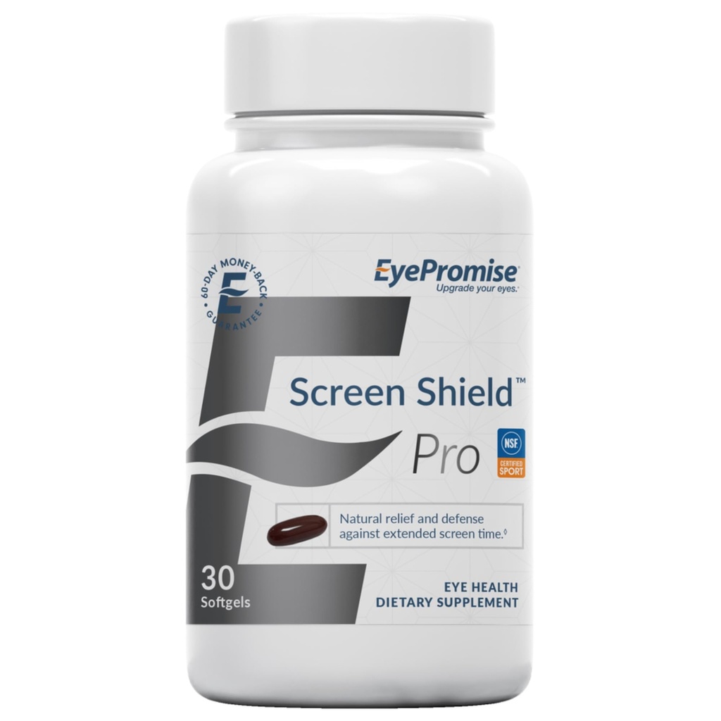EyePromise Screen Shield Eye Vitamín - 30-Count, 30-Deň dodávky - Eye Supplement with Omega 3s, Zeaxantin, Lutein, Čučoriedka, Zinok a vitamíny pre unavené, vypäté oči