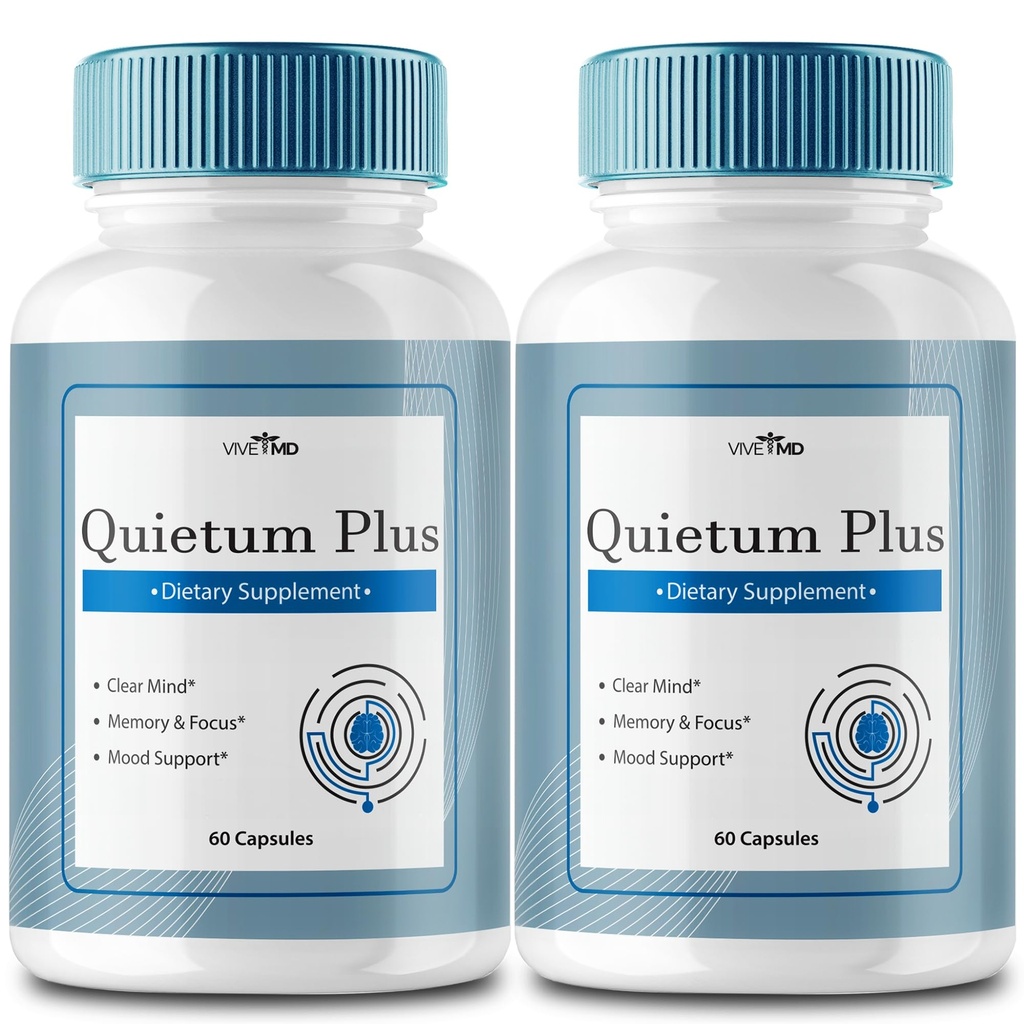 VIVE MD Quietum Plus Tinnitus Relief pre zvonenie uší - Rýchly zvuk v ušiach Relief, Clear Tinnitus, a Holistický Tinnitus Liečba 60 Kapsule na fľašu (2 balenie)