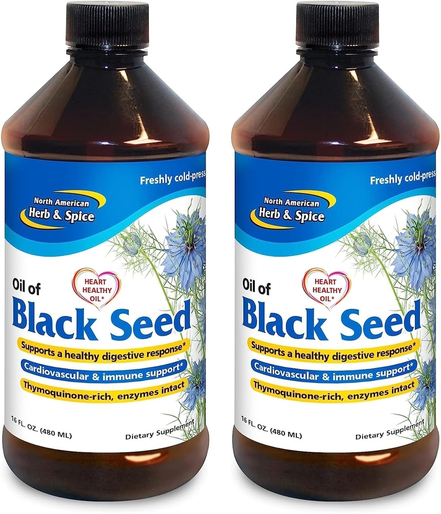 SEVERNÁ AMERIKA HERB & SPICE Black Seed Oil - 16 fl oz, balenie po 2 - Tráviaca a imunitná podpora - non-GMO - 192 celkom služby