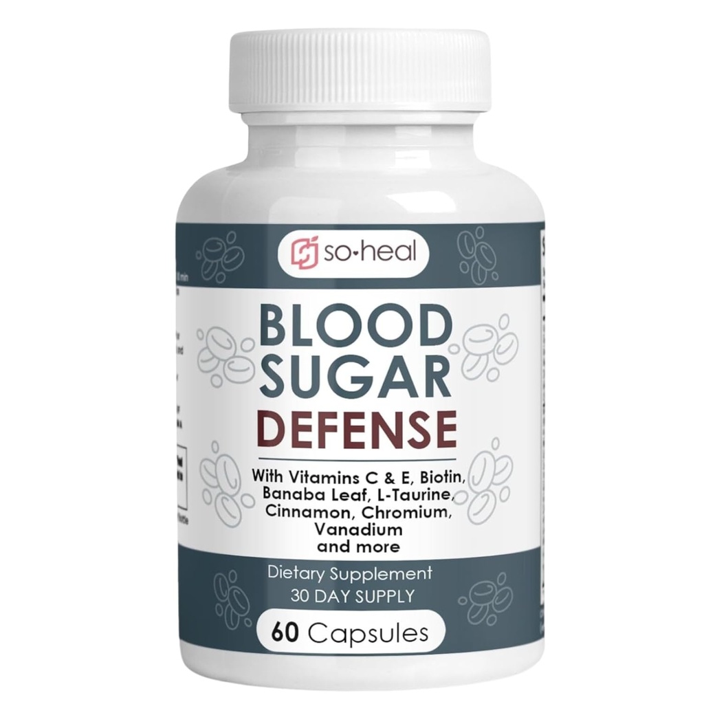 Sugar Shield Defense Supplement - Škorica, Chróm, Vanádium, Triple Protection for Heart, Metabolizmus, Energia - 60 Kapsule, Made in USA