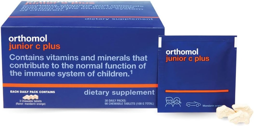 Ortomol Immun Junior C Plus, detský multivitamín, Tangerine Flavor, 30-dňová ponuka