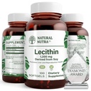 Natural Nutra Soy Lecithin 1200 mg Dietary Supplement - Funkcia mozgu, zdravie pečene, Hepls zdravie prsníkov, podpora pamäte doplnok - Gluten-free, BPA-free, 100 Softgels v recyklovateľných sklenených fliaš