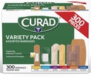 CURAD rozmanité obväzy rozmanité balenia, 300 gróf, 6 štýlov vrátane antibakteriálne, vodotesné, lesklé, plastové, ťažké clo a Flex-Fabric, chráni šroty, rezy a popáleniny, bez latexu