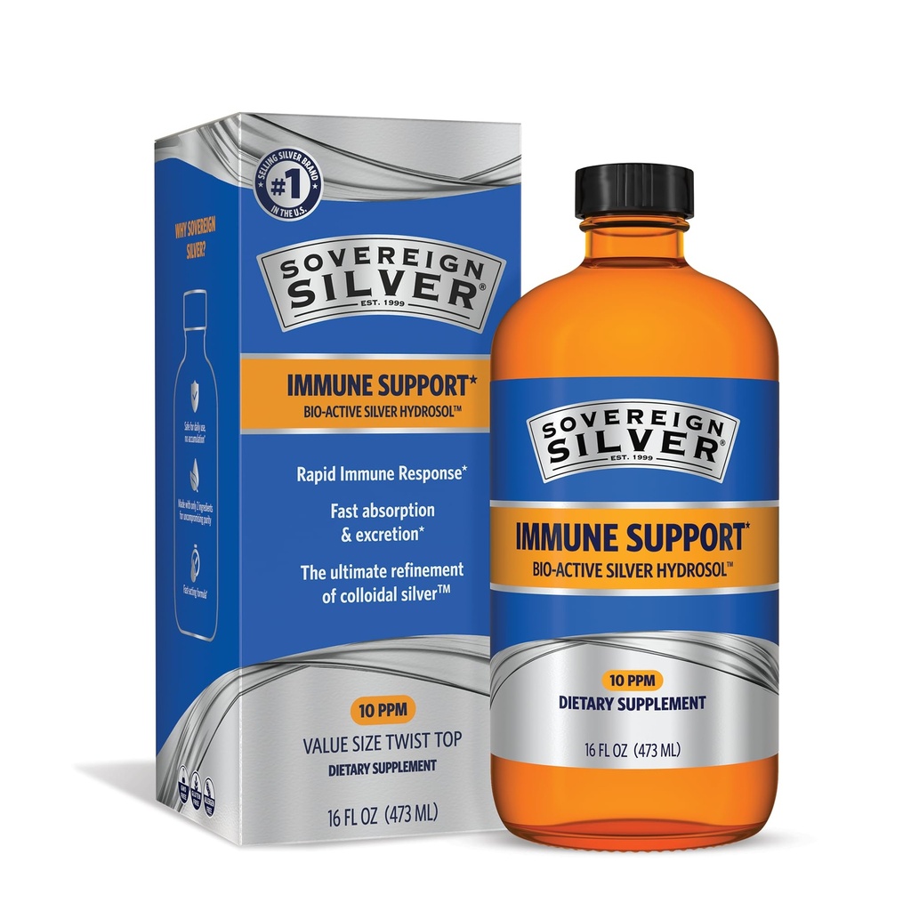 Bioaktívny strieborný hydrosol pre imunitnú podporu - koloidné striebro tekuté -10 ppm, 16oz (473ml) - veľkosť hodnoty