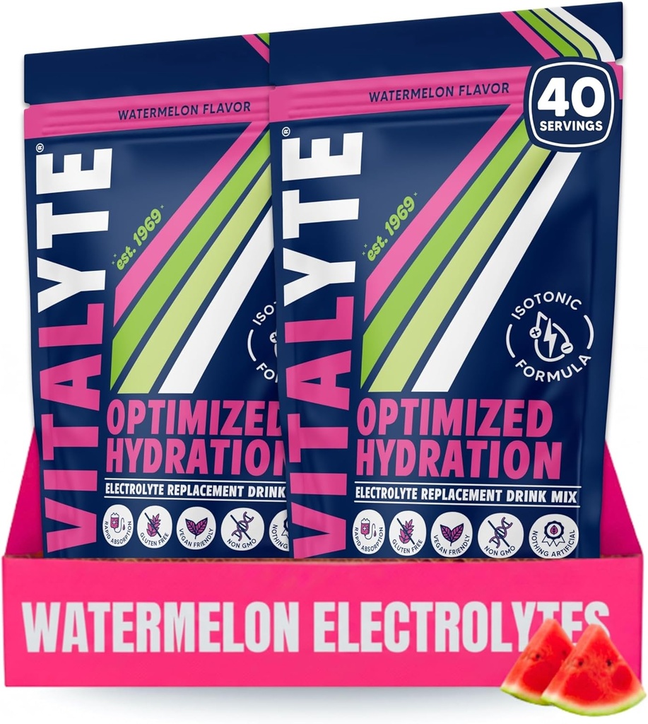 Vitalyte Powder Drink Mix, Isotonic Electrolyte Hydration Mix, Gluten Free Post Workout Powder Mix, balenie po 2, 35 oz. Každý, melónová chuť