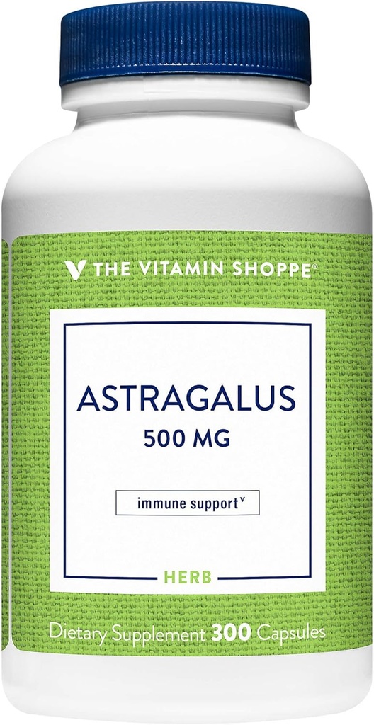 Vitamín Shoppe Astragalus (Root) 500mg - Bylinné doplnky na podporu imunitného systému a tela prirodzenej obrany - pomáha budovať výdrž, energie a vitality (300 Kapsule)