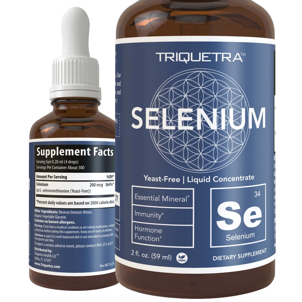 Selén - 200 mcg, Selenometionín forma, 300 Slúži - Vegan, Sklenená fľaša, kyslosť bez - Sublingválny tekutý koncentrát - Antioxidant, podporuje imunitu, štítnej žľazy zdravie (2 oz.)