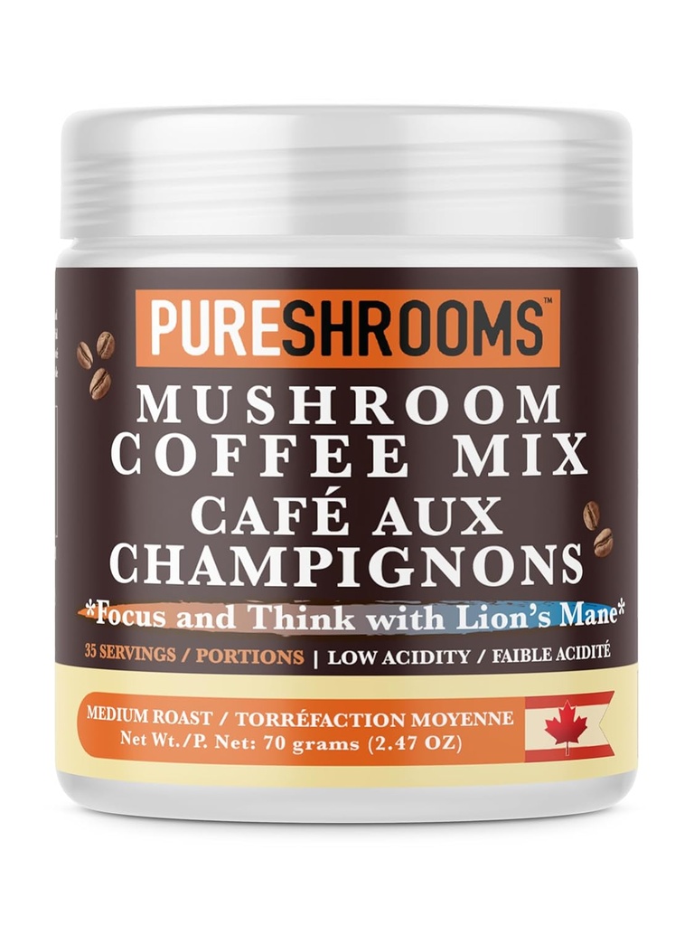 Focus & Think Instant Mushroom Coffee s ultra koncentrovaným Lion's Mane Mushroom Extract for Brain Boost - zvýšiť zameranie, jasnosť a koncentrácia - Net Wt. 70g/2.47 oz