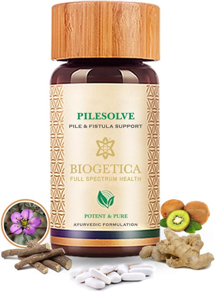 Biogetica Pilesolve Natural Herbal Supplement with Licorice and Ginger - Non-GMO - 100% Vegan Ayurveda Supplement prášok