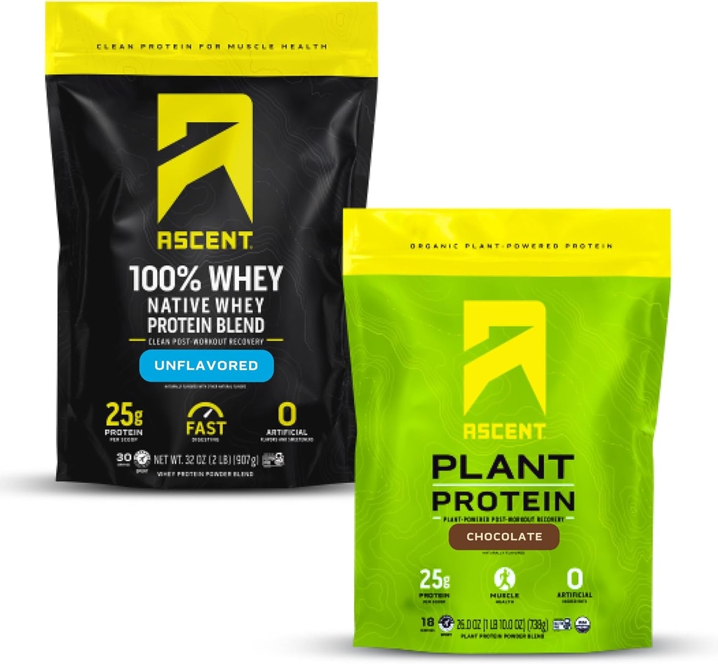 Výstup Srvátka + prášok rastlinných bielkovín - neochutené 2 lb & Čokoláda 18 porcií