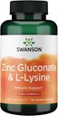 Swanson Zinok Glukonát '&' L-lyzín - 2-in-1 Vzorec 90 Veg Caps