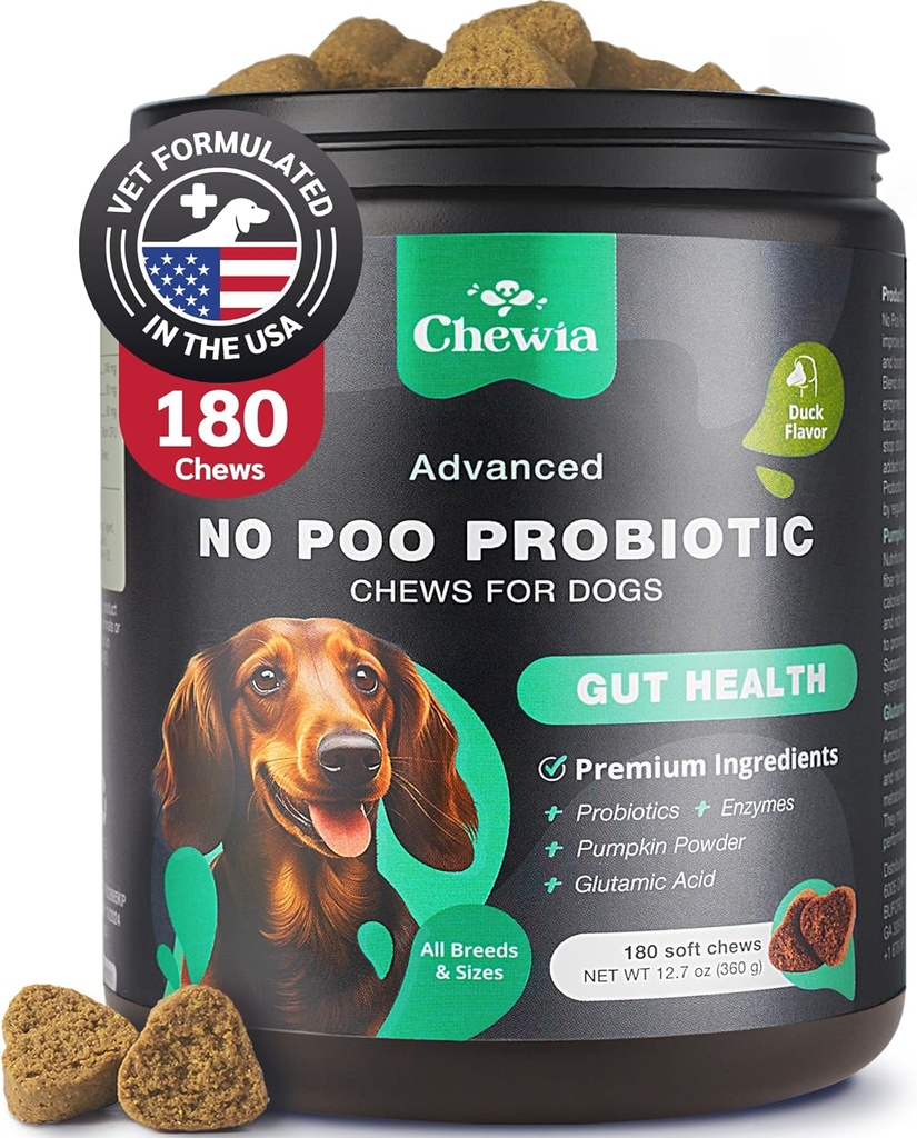 Copropagia Deterrent - Žiadne Poo Chews pre psov - Psie probiotiká pre trávivé zdravie s enzýmami - Psie stool jesť Deterrent - Tráviace, Dentálne, Gut & Immune Health Treats - bez hladu