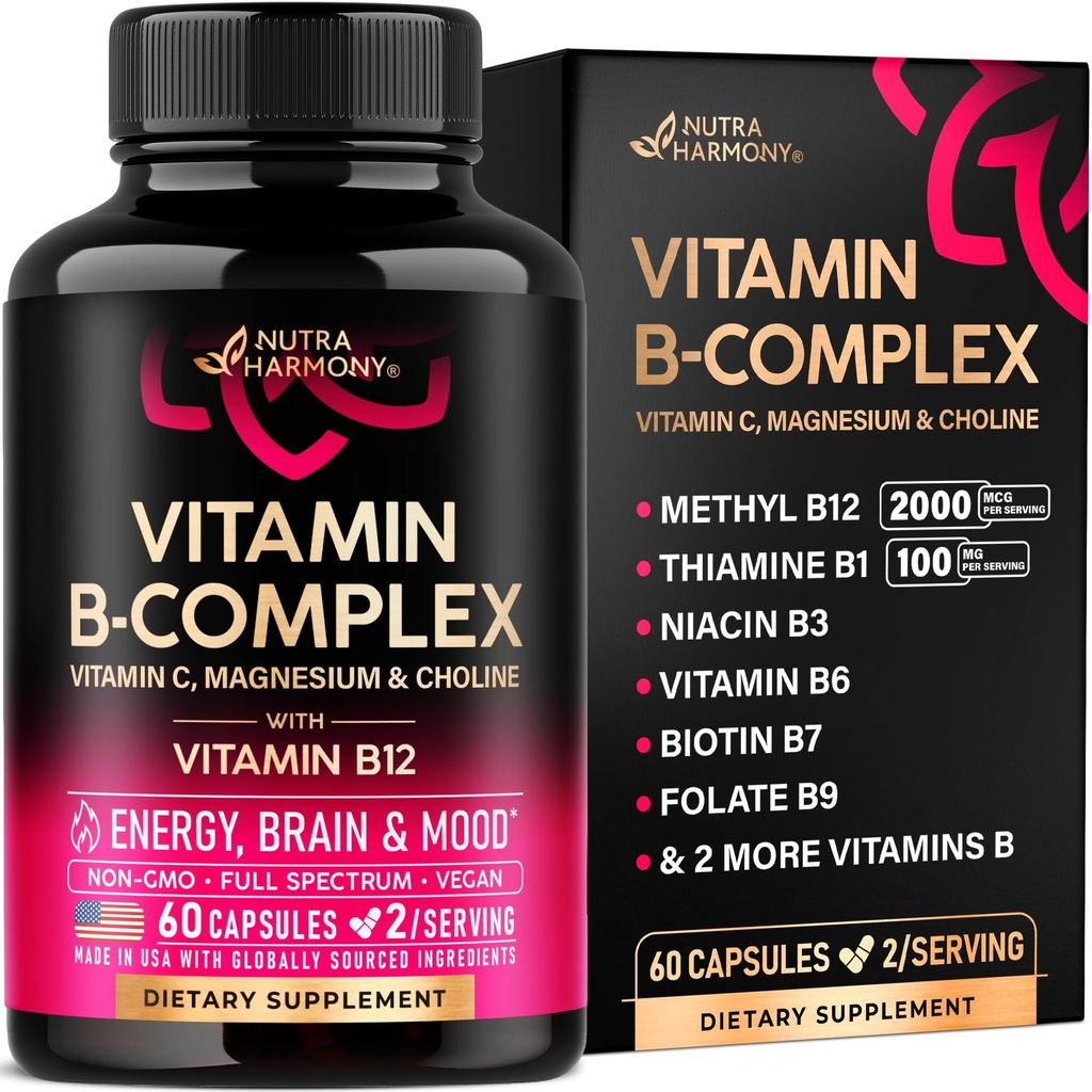 Vitamín B komplex pre mužov a ženy - riboflavín B2, B12, B1, B3, B5, B6, B7, B8, B9 