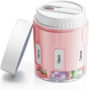 Daviky pilulka Organizátor fľaše, doplnok Organizátor so 7 veľkými kompartmentmi, cestovné pilulky dispenser okrúhle pilulky s dvoma lids [Pink+ Biele)