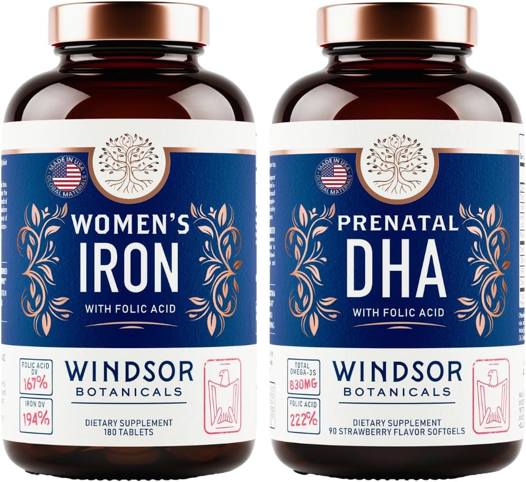 WINPODER BOTANICALS Prenatálne DHA a železité pilulky pre ženy s kyselinou listovou - prenatálne vitamínové bubliny