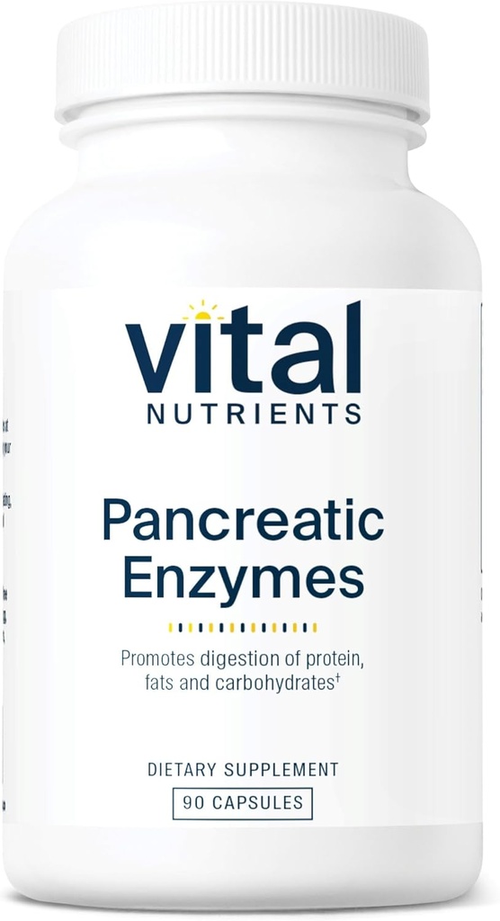 Vital Nutrients Pancreatic Enzymes 1000mg (Full Strength) | Pancreatin Digestion Supplement with Protease, Amylase & Lipase | Digestive Enzymes | Gluten, Dairy, and Soy Free | 90 Capsules