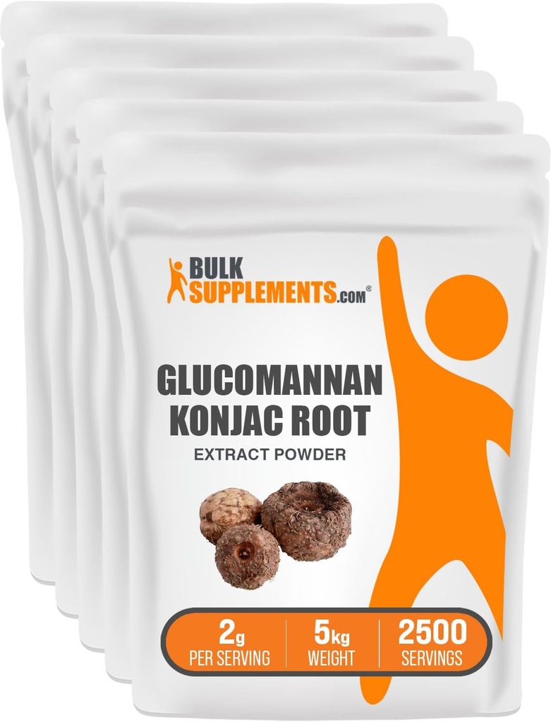 BulkSupplements.com Glucomannan Powder - z Konjac Root Extract Powder, Glucomannan Supplements - Gluten Free, 2g per Serving, 1kg (Pack of 5) (11 lbs)
