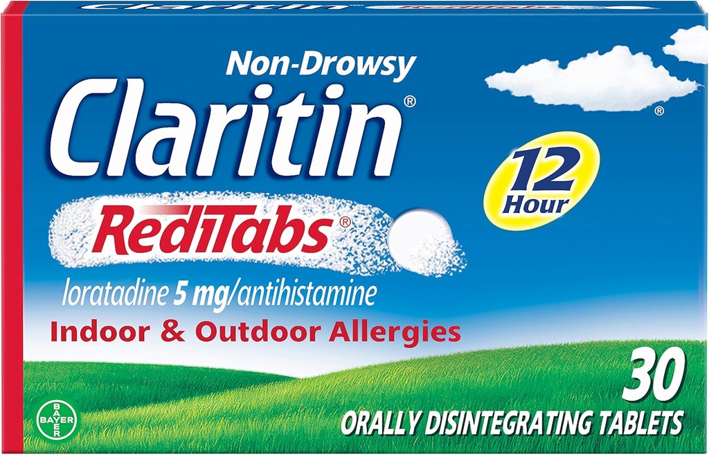 Claritin RediTabs 12 hodín alergia medicína, non-Drowsy predpis Sila Alergická úľava, Loratadine Antihistaminika Tablety, 30 Počet, Balenie 2