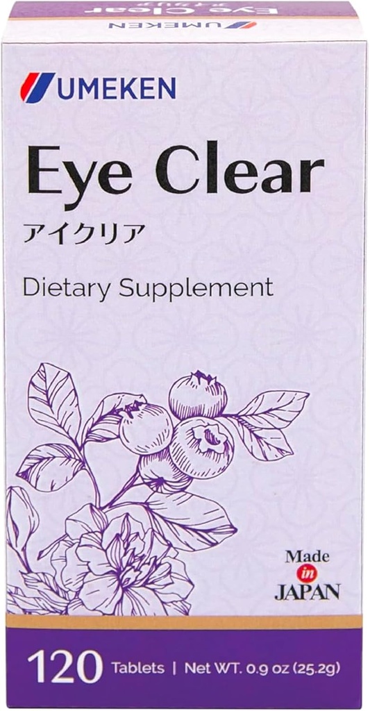 Umeken Eye Clear Dietary Supplement, Blueberry Extract, Lutein, Zeaxantin, Ginkgo, Vision Supplements for Adults, Eye Vitamíny, 2 mesiace Supply, 120 tabliet, Balenie 120 tabliet