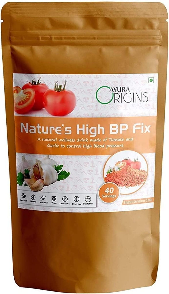 BETT AYURA Origins Príroda a vysoký BP Fix,Herbal doplnok pomôcť nižšie vysoký krvný tlak, Hypertenzia Relief, podporuje zdravie srdca, vyrobené s čistým paradajkovým a cesnakovým práškom, 200 Grams
