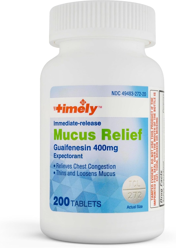 Time-CAP LABS, INC. Včasné Muskus Relief Guaifenesin 400mg 200 Tablety - Okamžité uvoľnenie Muscus Phlegm Relief - Očakávajúci pre odstránenie hlienu, kongescia hrudníka, chrípka, chlad, alergie