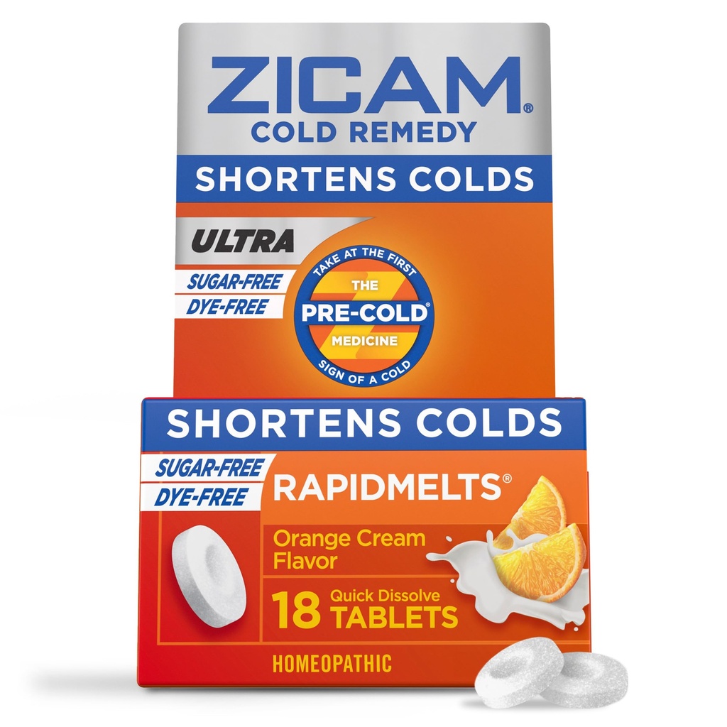 Zicam Ultra Cold Remedy Zinok Rapidmelts, Orange Cream Chute, Homeopatické, Cold Skrátenie Medicína, Skráti studenú dobu trvania, bez cukru, Farbivá, 18 Počet